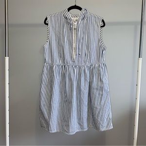Jones New York Sport Nautical Stripe Sleeveless Hoodie Vest